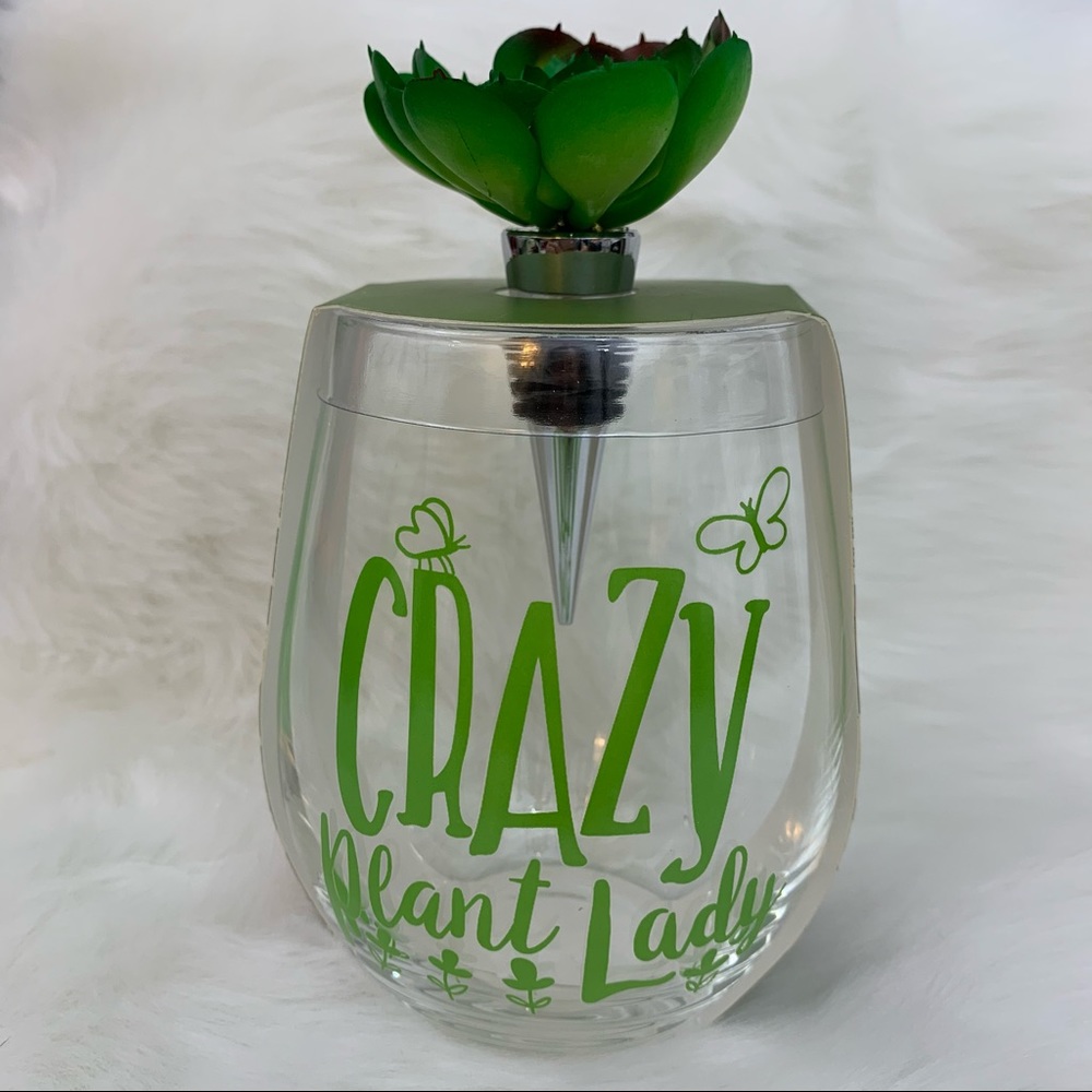 Crazy Plant Lady Stemless Wine Glass & Stopper Set